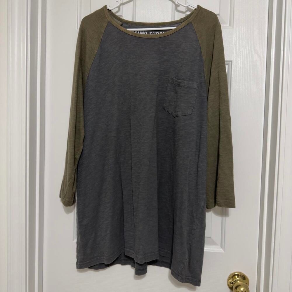 Mossimo Green and Gray Baseball T-Shirt